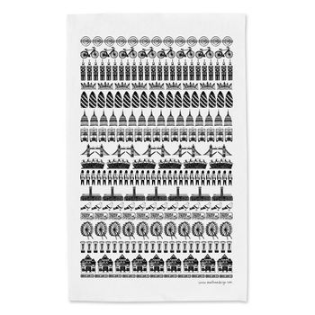 London Illustrated Black And White Tea Towel, 4 of 8