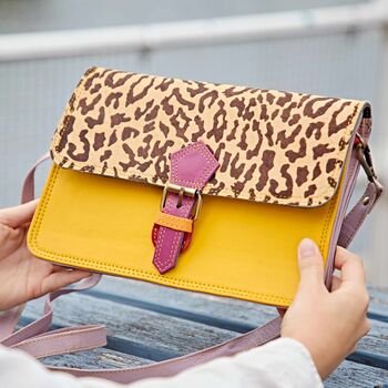 Recycled Leather Animal Print Crossbody Clutch Bag, 11 of 12