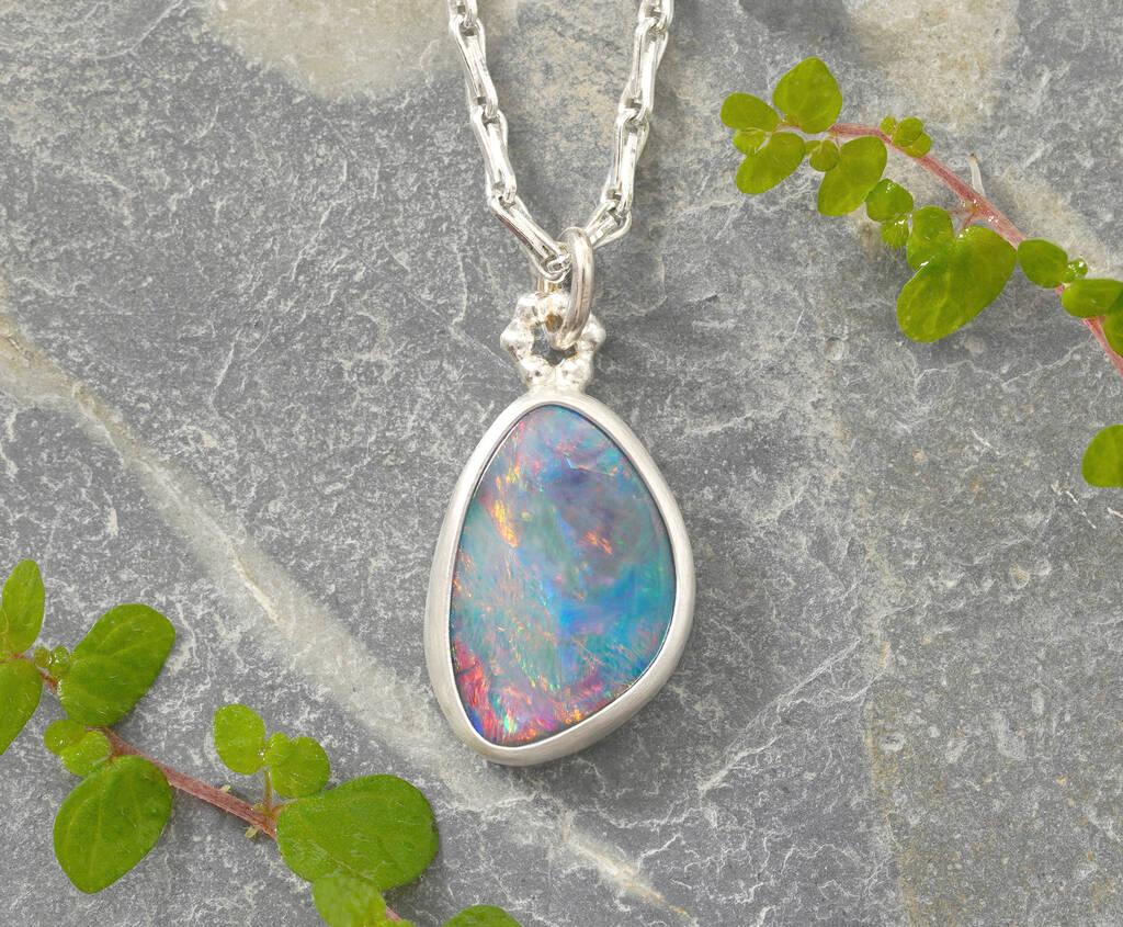 Large Australian Opal Doublet Necklace, 1 of 3