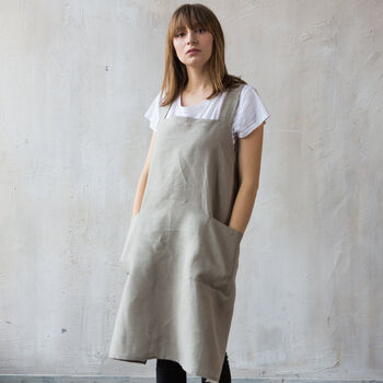 Unbleached Natural Linen Pinafore Apron For Women, 6 of 6