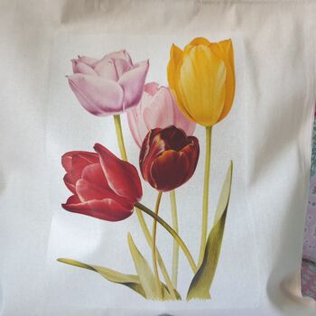 Tulip Illustration Print Cotton Tote Bag, 4 of 10