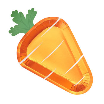 Orange Foiled Carrot Shaped Easter Paper Plates, 2 of 3