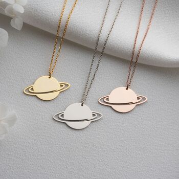 Celestial Saturn Planet Necklace, 2 of 8