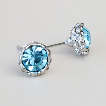 Blue Or White Crystal Stud Earrings, 3 of 3