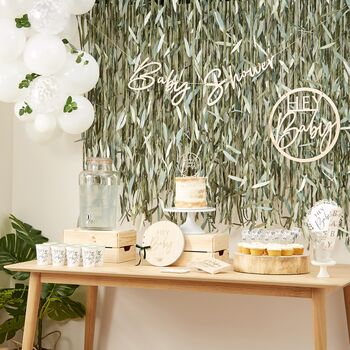 White Baby Shower Balloons Arch With Foliage, 2 of 2
