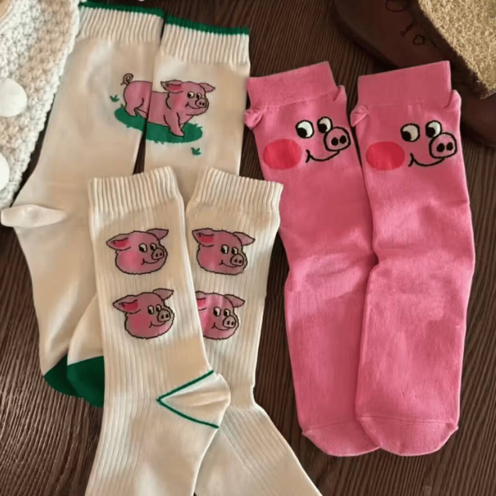 Novelty Fun Socks Size Five To Nine ~ Percy Pig Socks Three Pack, 1 of 5