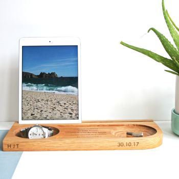 Watch, Tablet, Phone And Cufflinks Oak Stand, 4 of 5