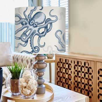 Octopus Lamp Shade, Random Blue On White, 5 of 9