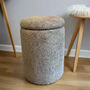 Round Storage Pouffe In Cream Bouclé, thumbnail 2 of 5