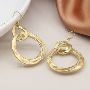 Gold Linked Loop Drop Earrings, 2 of 3