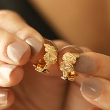 Shell Hoop Earrings In Gold Plating, 2 of 3