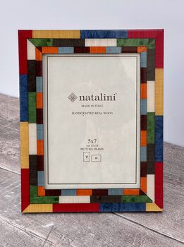 Natalini Multi Coloured Marquetry Larger Photo Frame, 2 of 4