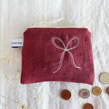 Embroidered Linen Bows Purse, 6 of 8