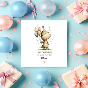 Personalised Dinosaur Birthday Card For Boys, 4 of 6