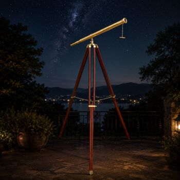 Adjustable 60 Inch Brass Telescope And Wooden Tripod, 3 of 6
