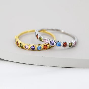 Multicolour Cz Infinity Ring In Sterling Silver, 5 of 11