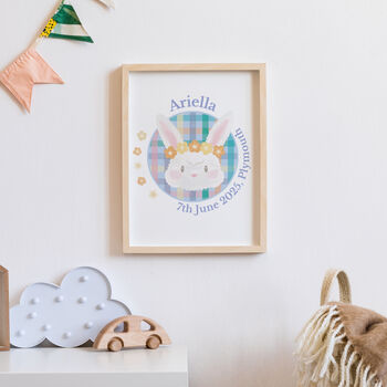 Bunny Check New Baby Personalised Print, 2 of 3
