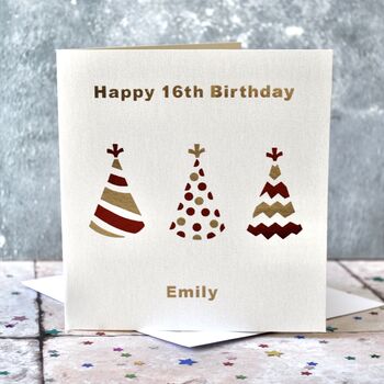 Personalised Birthday Party Hat Gold Foil Card, 2 of 4