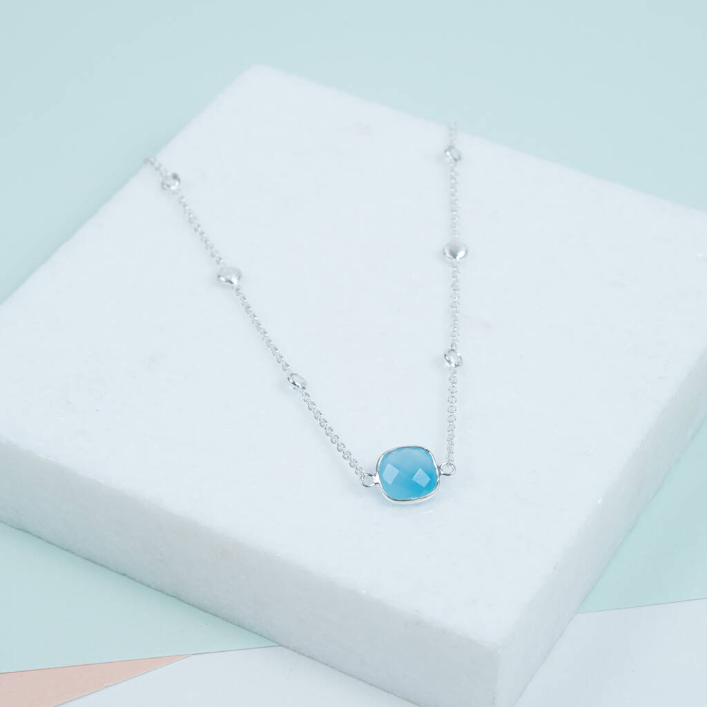 Iseo Blue Chalcedony And Sterling Silver Necklace, 1 of 4