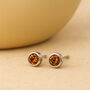 Sterling Silver November Citrine Birthstone Stud Earrings, thumbnail 3 of 5