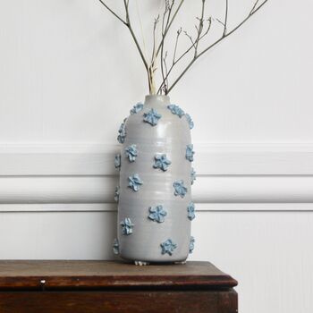 Handmade Ceramic Piped Vase In Blue, 2 of 5