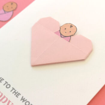 New Baby Girl Origami Heart Card, 11 of 12