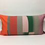 Combed Stripe Cushion, Vermillion, Green + Blush, thumbnail 1 of 5