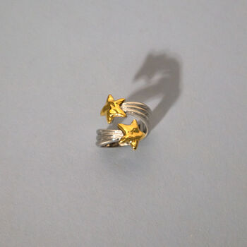 Mixed Metal Chunky Stars Crossover Ring, 3 of 4
