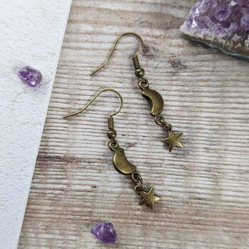 Moon And Star Charm Earrings, 5 of 6