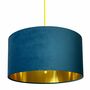 Flint Blue Velvet Lampshades With Gold Lining, thumbnail 3 of 10