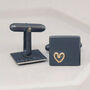 Personalised Wedding Cufflinks. Black 9ct Gold Heart, thumbnail 6 of 11