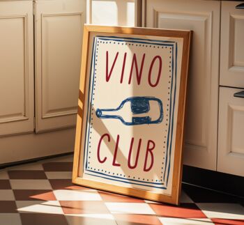 Vino Club Wall Art Print Happy Hour Kitchen Disco, 3 of 7