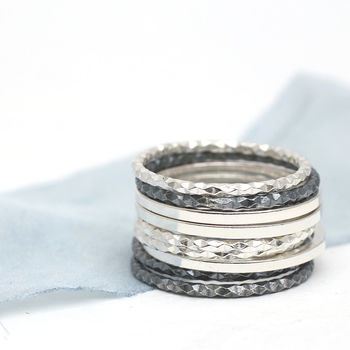 Sterling Silver Dainty Rings. Stackable Ring Set, 9 of 12