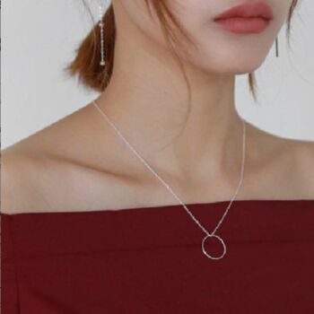Sterling Silver Simple Circle Pendant Necklace, 3 of 4
