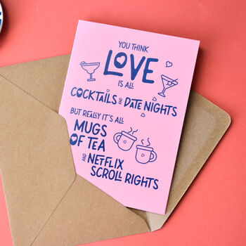 Real Love 'Tea And Netflix' Funny Valentines Card, 2 of 5
