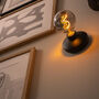 Cable Free Wall Light Black And Smoked Bulb, thumbnail 1 of 2