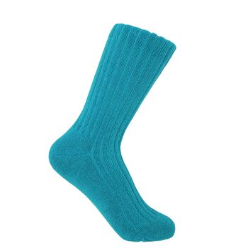 His And Hers Ribbed Bed Socks Aqua, 3 of 4
