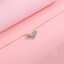 Aquamarine Blue Cz Triple Star Pendant Necklace, thumbnail 2 of 11
