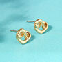 Heart Pretzel Gold Or Silver Plated Stud Earrings, thumbnail 3 of 6