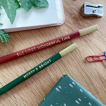Set Of Two 'Merry And Bright' Christmas Pencils, 2 of 8