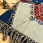 Handwoven Indigo Boho Recycled Cotton Throw Blanket, thumbnail 5 of 5