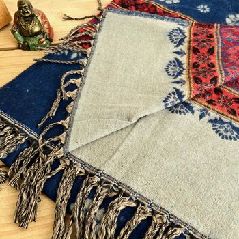 Handwoven Indigo Boho Recycled Cotton Throw Blanket, 5 of 5