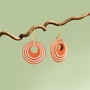 Orange And Cream Geometric Circular Earrings • Gold Plated Sterling Silver Hooks, thumbnail 1 of 8