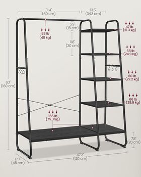 Clothes Rail With Shoe Rack Storage Side Hooks, 2 of 6
