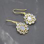 Floral Rainbow Moonstone Earrings: Silver Or Gold, thumbnail 5 of 11