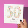 Floral Fun Personalised 50th Birthday Card, thumbnail 1 of 7