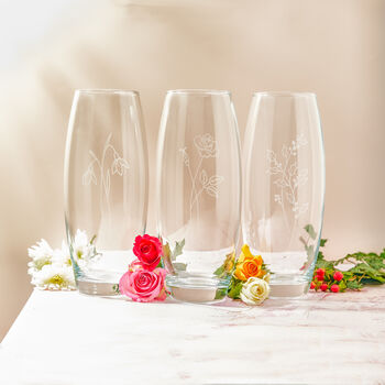 Engraved August Birth Flower 'Poppy' Vase, 6 of 7
