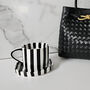 Monochrome Striped Mug And Saucer Set, thumbnail 2 of 4