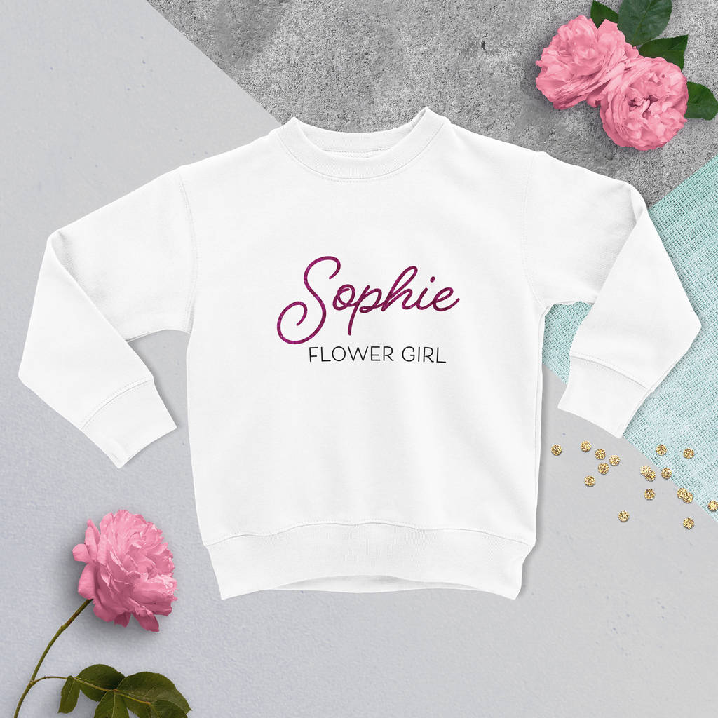 Personalised Kids Glitter Flower Girl Jumper By Chips & Sprinkles