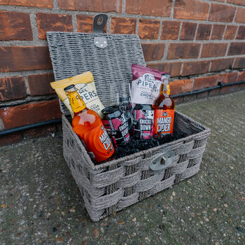 Cider, Craft Beer And Snacks Gift Hamper In Wicker Box, 2 of 2